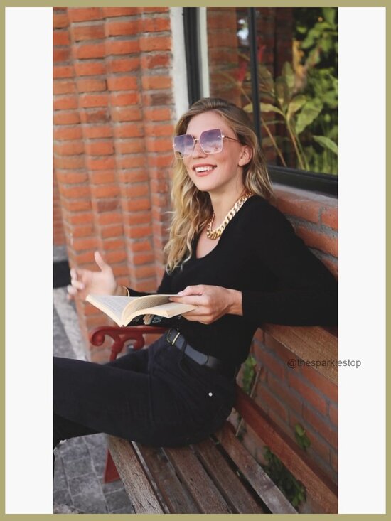 Metal Frame Square Sunglasses UV400 Protection Oversized Designer Style